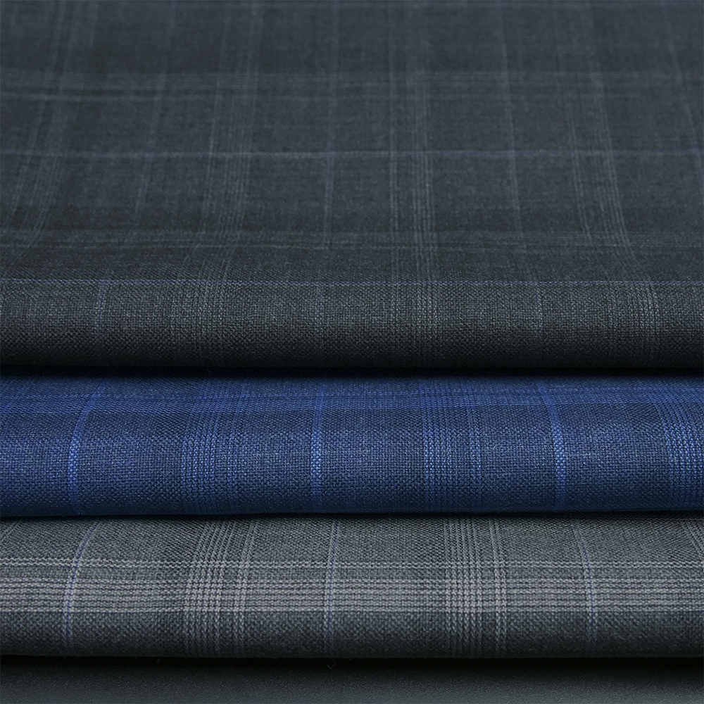 Luxury STOCK Worsted Merino Wool Suiting Fabric Blend Woven Wool/Polyester Fabric for Men Suits