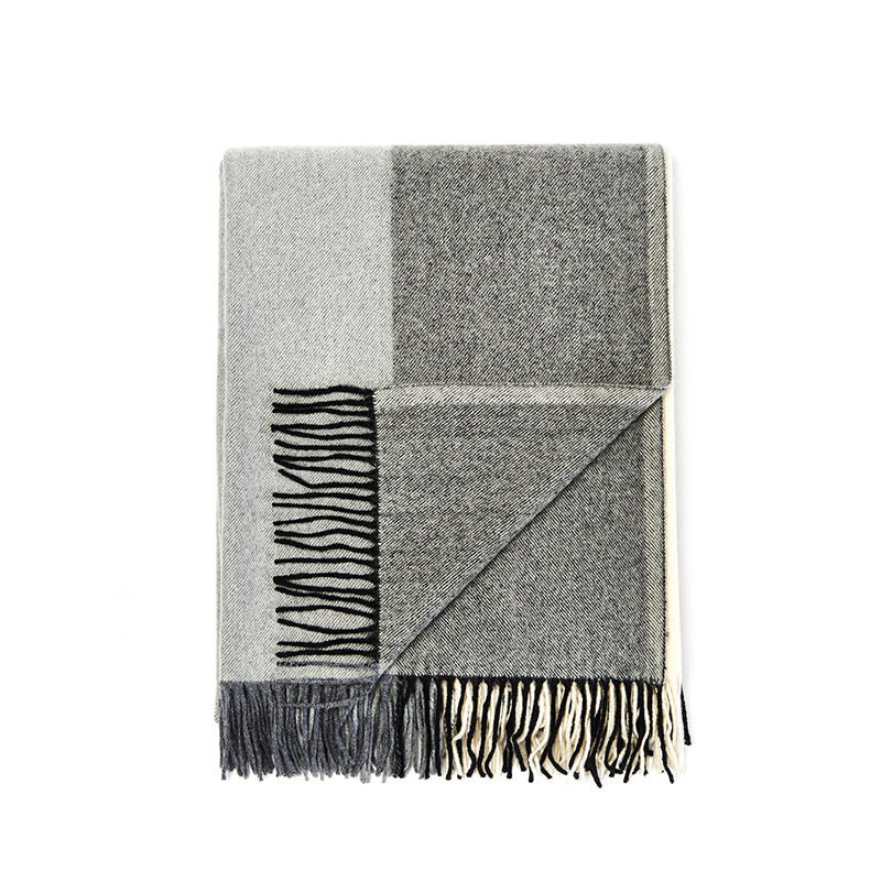 XHS20001 PARIS-Wide vertical wool shawl 100% Wool 70*170+8*2
